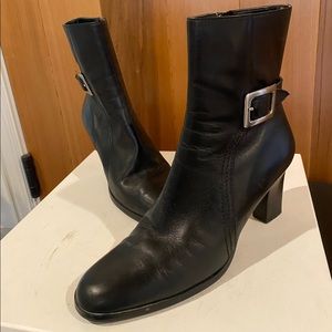 Leather black booties